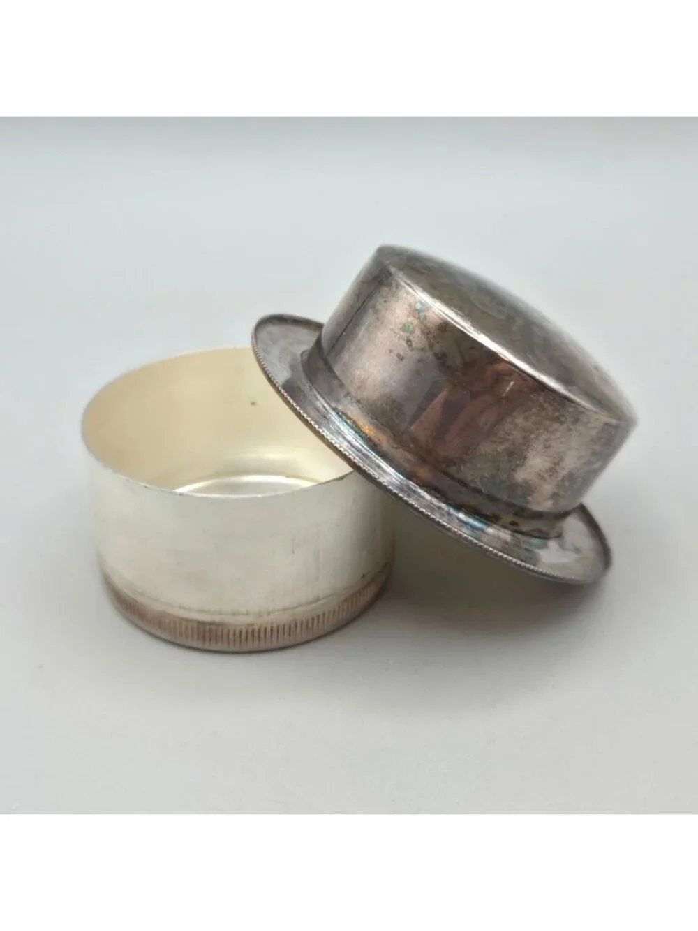 Vintage William Adams Silver Plated Top Hat Trinket Box Italy 1970s Lid